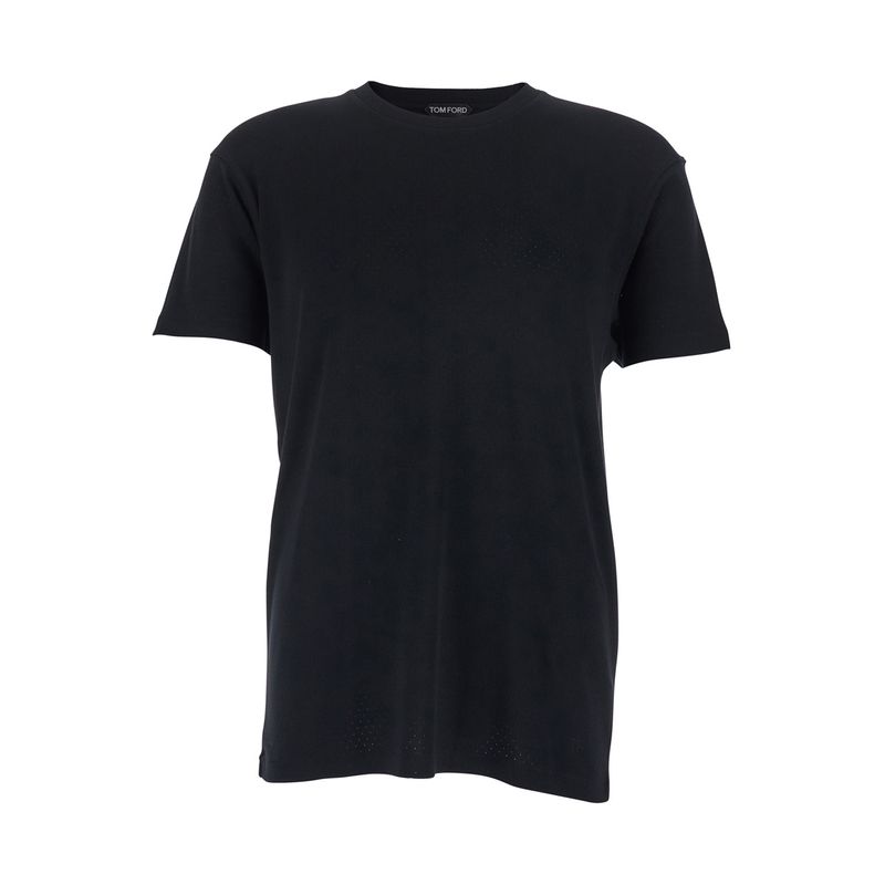 Tom Ford Men Perforated Rib Ss Crew Neck